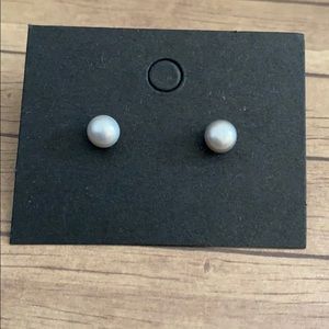 Sterling silver gray pearl earring studs 5mm